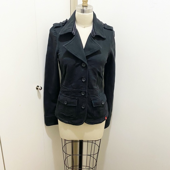 Beautifully Tailored EDC Convertible Blazer Jacket with Epaulettes Navy S - Picture 9 of 13